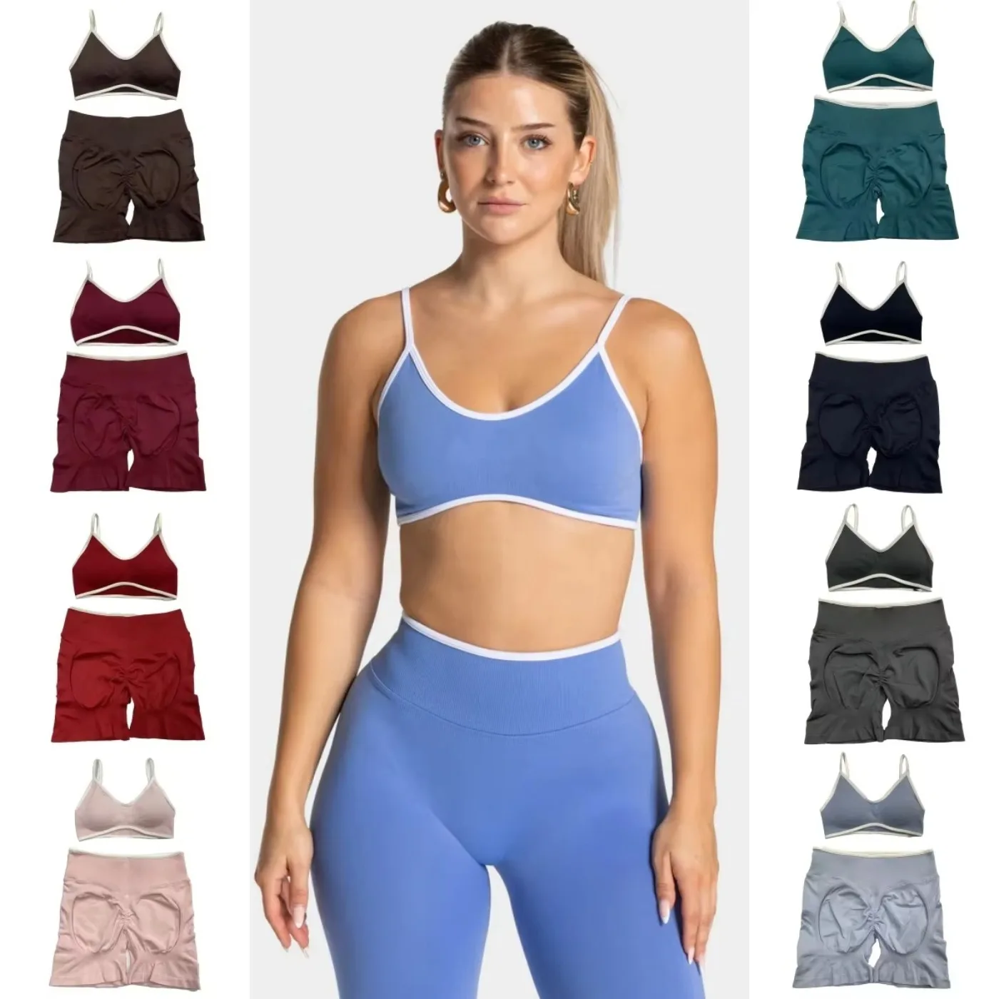 

High-waisted Abdominal Control Fitness Leggings for Women in Contrasting Colors, Sportswear, Gym Exercise Running Pants
