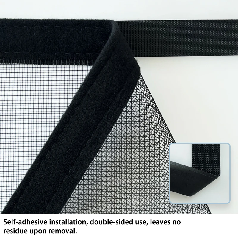 Black Insect Screen, Self-Adhesive Zippered Mosquito Net, Suitable for Living Room, Bedroom, and Kitchen, Easy to Install