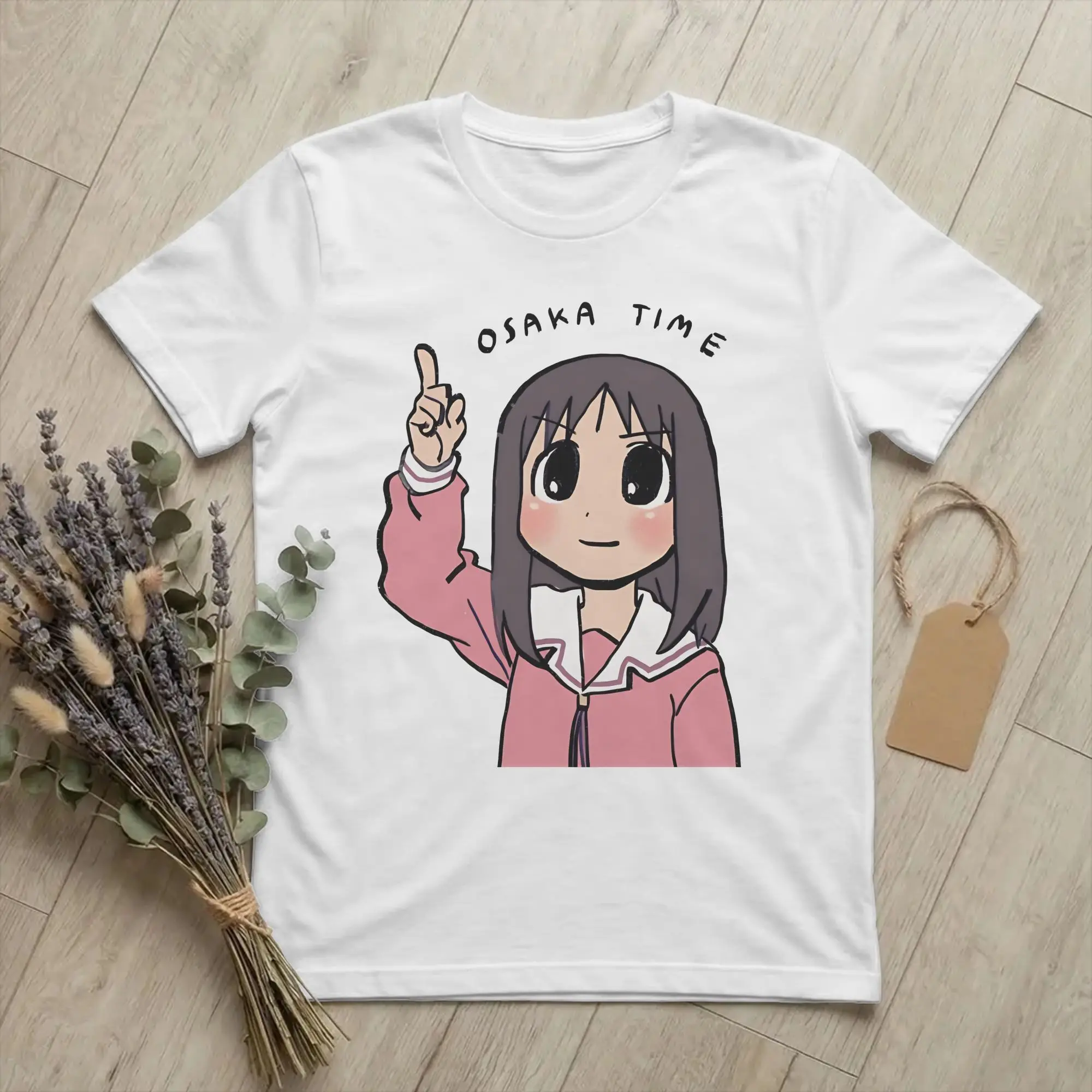 Camisetas Osaka Time Azumanga Daioh para Homens e Mulheres, Camiseta de Algodão Puro para Lazer, Gola Redonda, Manga Curta, Tamanho Grande