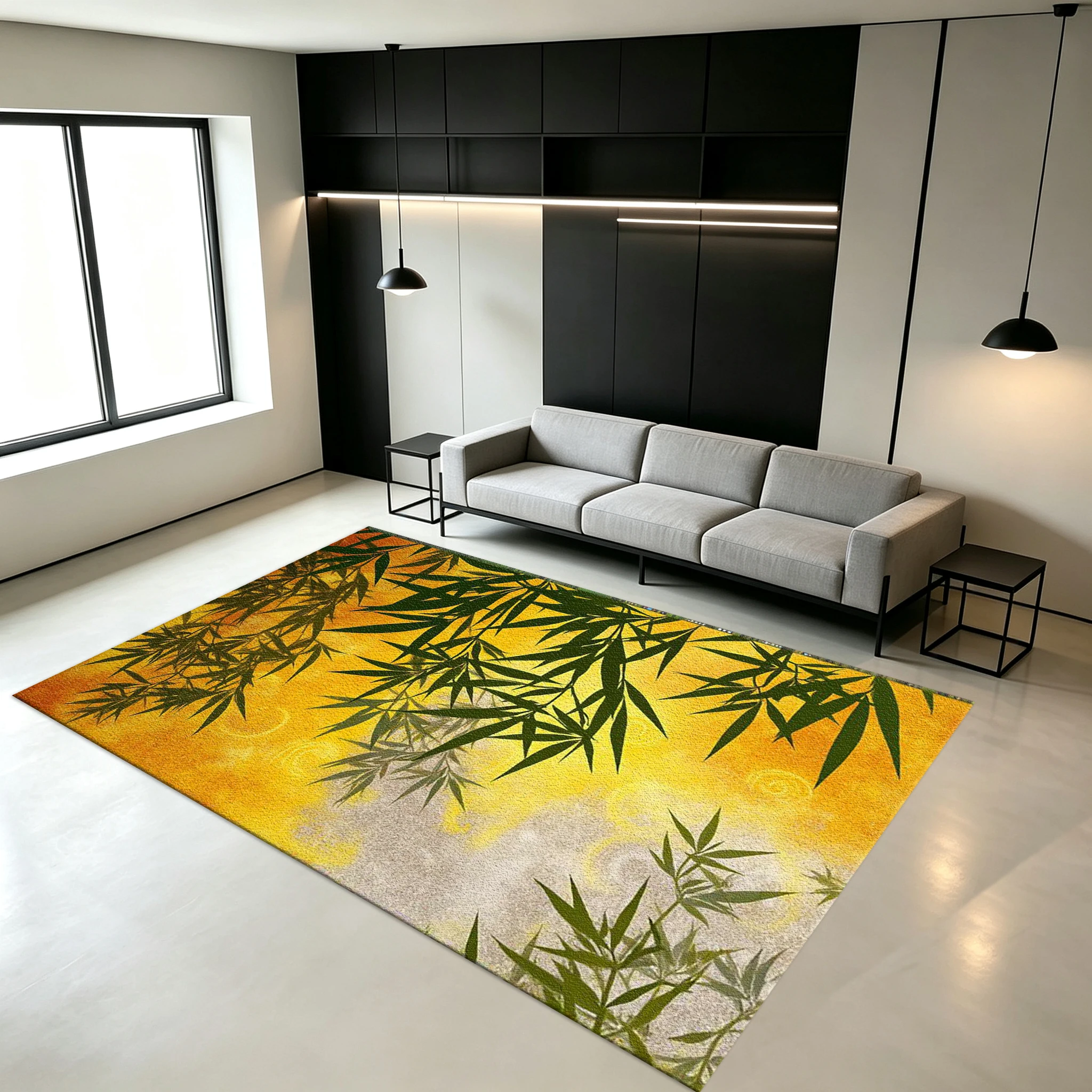 Chinese Bamboo Art Pattern Carpet Floor Mat Home Carpet Fashionable Floor Carpet Suitable for Living Room Bedroom Hotel Interior Decoration