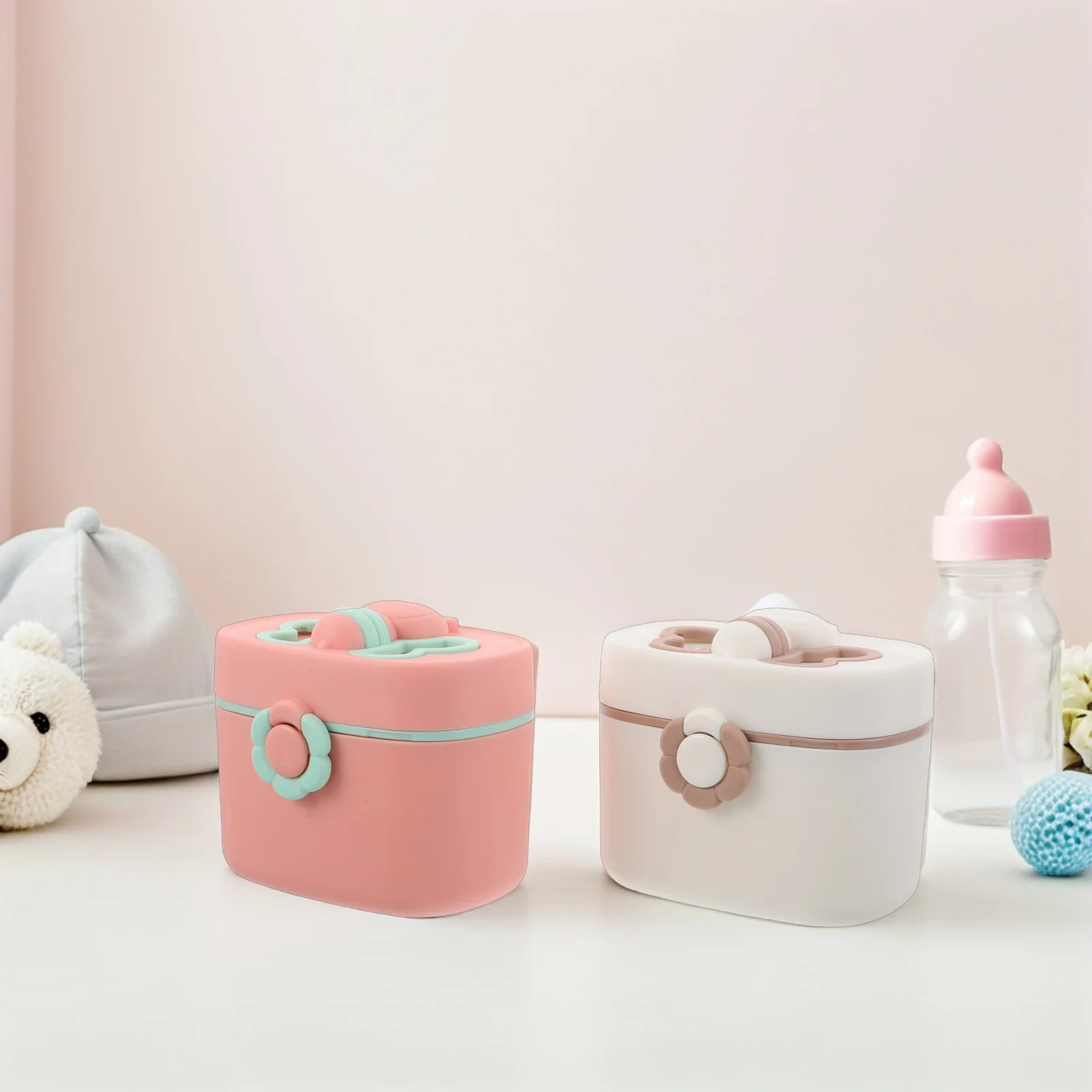 

2 Pcs Food Containers Portable Milk Powder Box Dispenser Storage Tank Toddler Snack Cups Travel Formula Dispensers