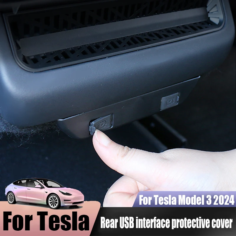 For Tesla Model 3 2024 rear USB interface protective cover automotive interior decoration products ABS material