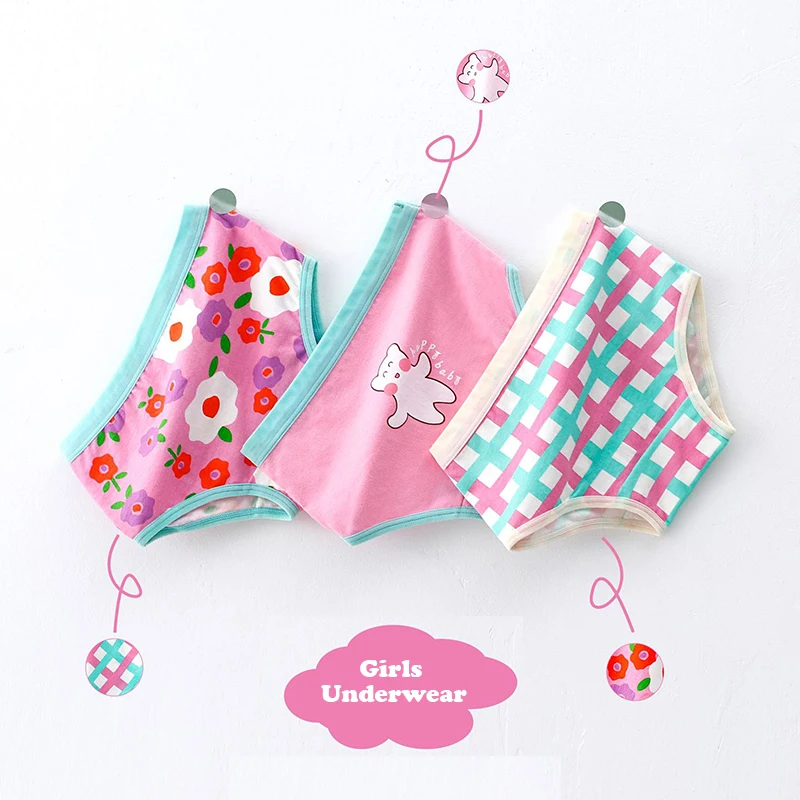 3pcs Girls Underwear 2-14 Year Old Student Cartoon Underwear Pure Cotton Children Underwear Little Girl Triangle Underwear