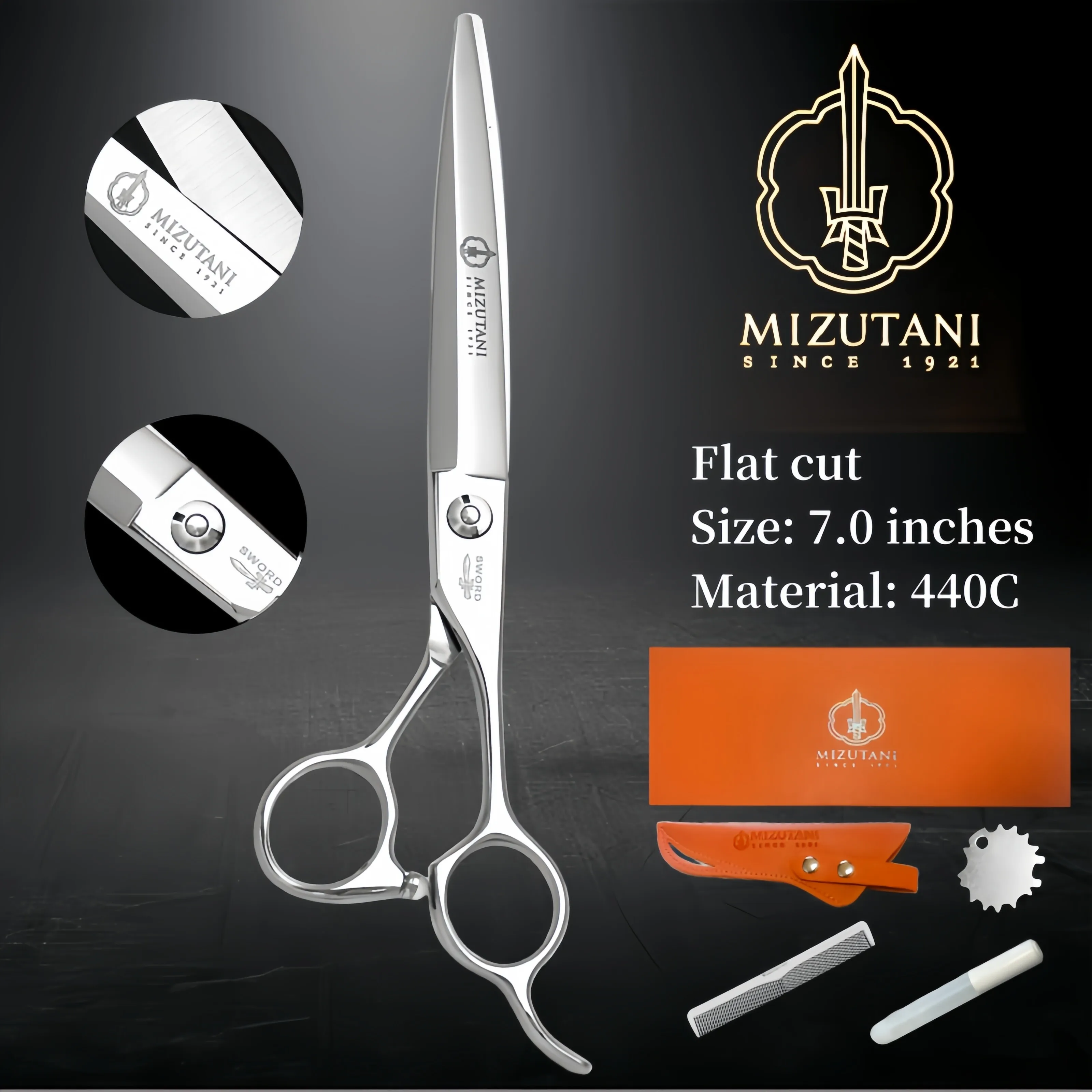 

MIZUTANI professional hairdressing scissors thinning shears 7inch barber scissors 440C steel Hair cutting machine