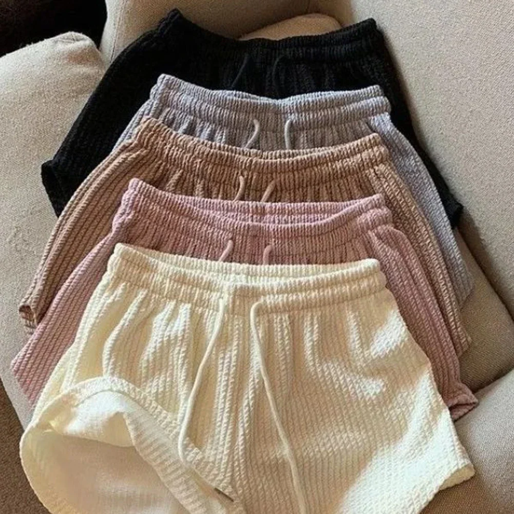 Everyday Use Almonds Waffle Shorts Daily Wear Shorts Lightweight Summer Shorts Sporty Shorts Elastic Waistband