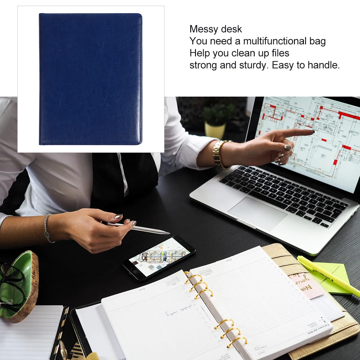1Pcs Document Folder A4 Size Water Resistant Dirt Wipeable Multi Function File Holder for Office Storage