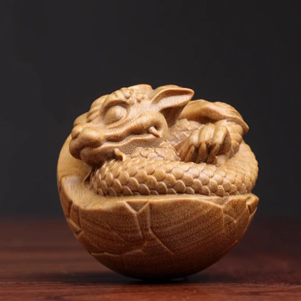 JW177- 4.7 CM New Born Dragon Baby Green Sandalwood Sculpture Mascot Figurine Decoration Craft Gift Miniatur Ornaments