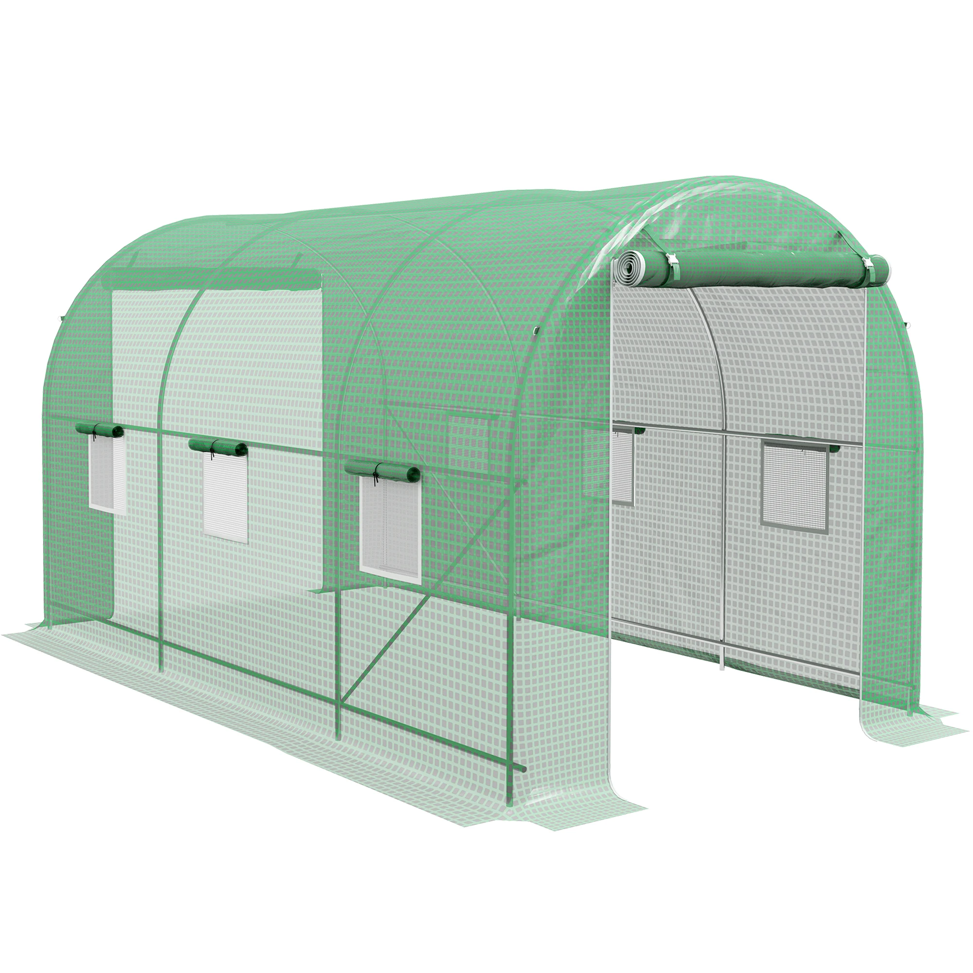 Outsunny Invernadero de Túnel 4x2x2 m con Paredes Laterales Enrollables Verde