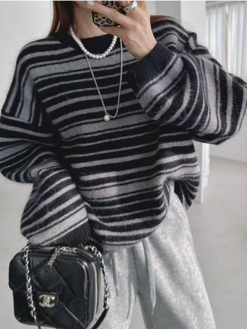 الرجعية شيك ليوبارد طباعة تريكو سترة المرأة Faion تنوعا تصميم الخريف الشتاء الدافئة لينة النسيج تخفيف جاهز #2