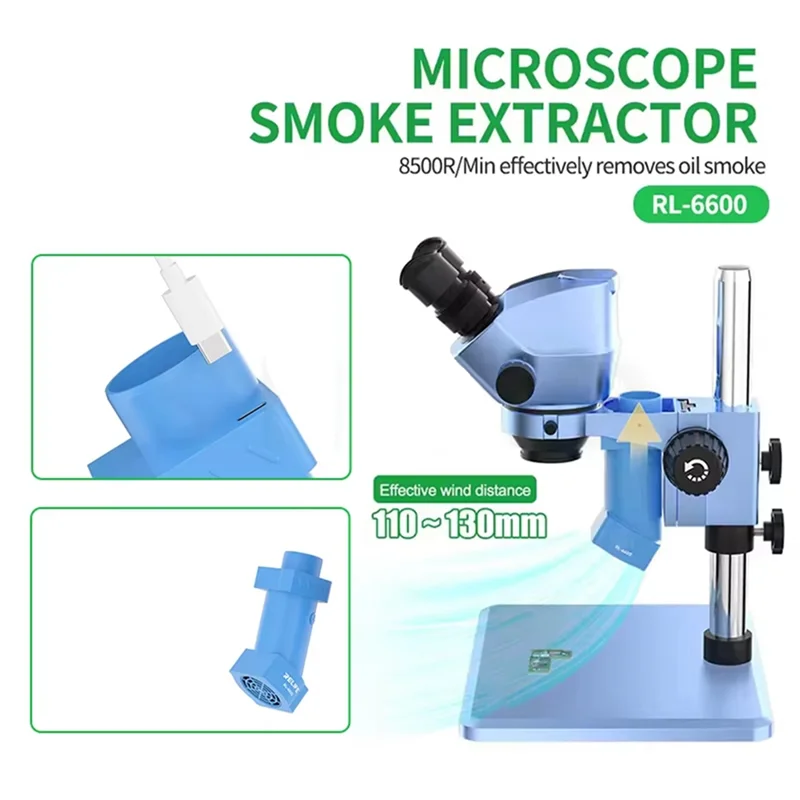 

ELECT-Smoke Exhaust Fan Tool For Microscopes Microscope Smoke Extractor Powered By Type-C Interface Powerful Airflow