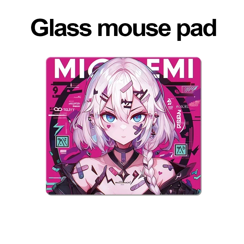 

Anime Second Trendy Cool Girl Yuan Glass Mouse Pad Reinforced Upgrade Smooth Tempered Glass Pad Esports Game Desktop Decoration