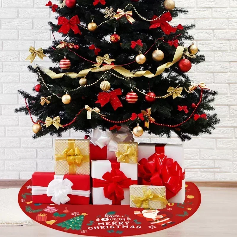 35in gonna albero di natale rosso rustico fiocco di neve babbo natale stampato albero di natale tappeto decorazioni natalizie Mat capodanno Decor per la casa