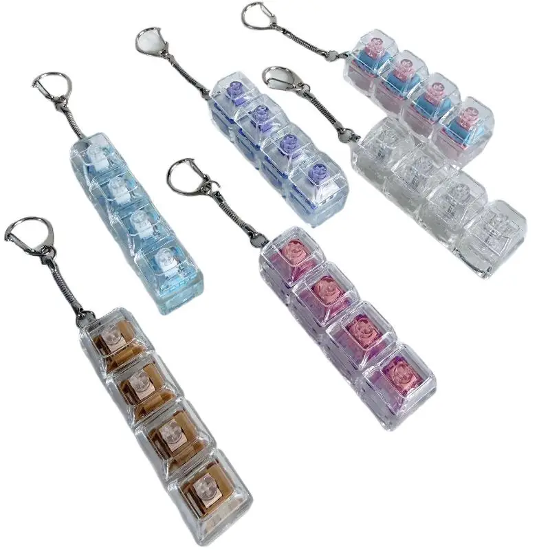 New 1/2/3/4/9 Key Keyboard  Toys Crystal Keycap Keychain Stress Relief Fingertip Gadget Decompression Toys Clicker Toy