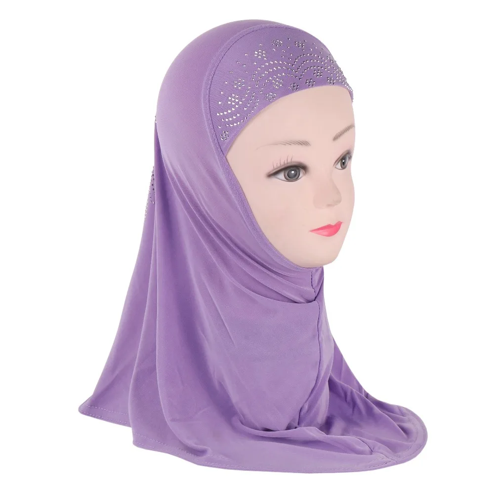 Hijab avec motif de fleurs en cristal pour petite fille, écharpe de sauna musulmane durable, belle coupe, chapeau, écharpes, 2-6 ans