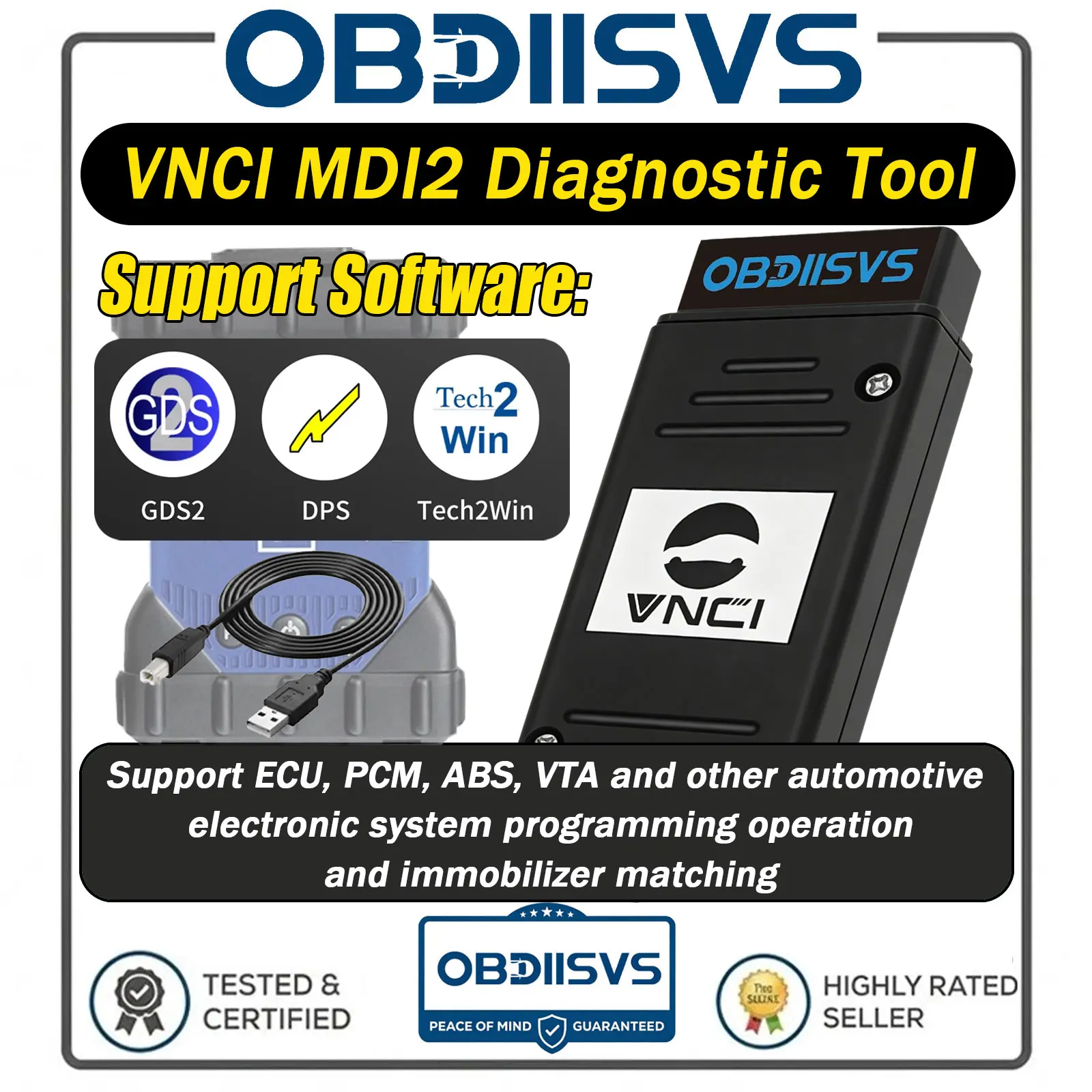 

VNCI MDI2 for GM from 1996 OBD2 Interface Scan Tool Support CANFD DoIP For GMC/Chevrolet/Buick/Cadillac/Opel Diagnostic Scanner
