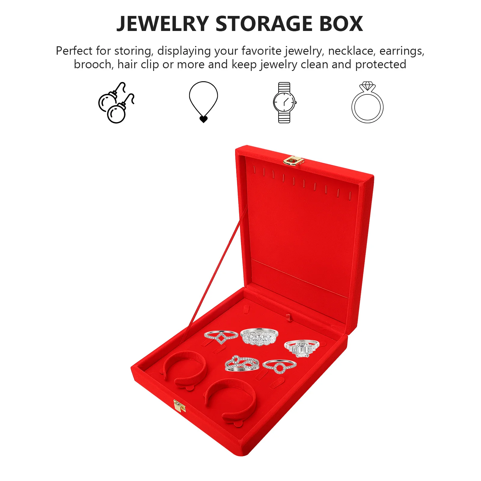

1pc Chinese Style Jewelry Box Exquisite Storage Case For Necklace Bracelet Earrings Ring Organizer Dustproof Display Container