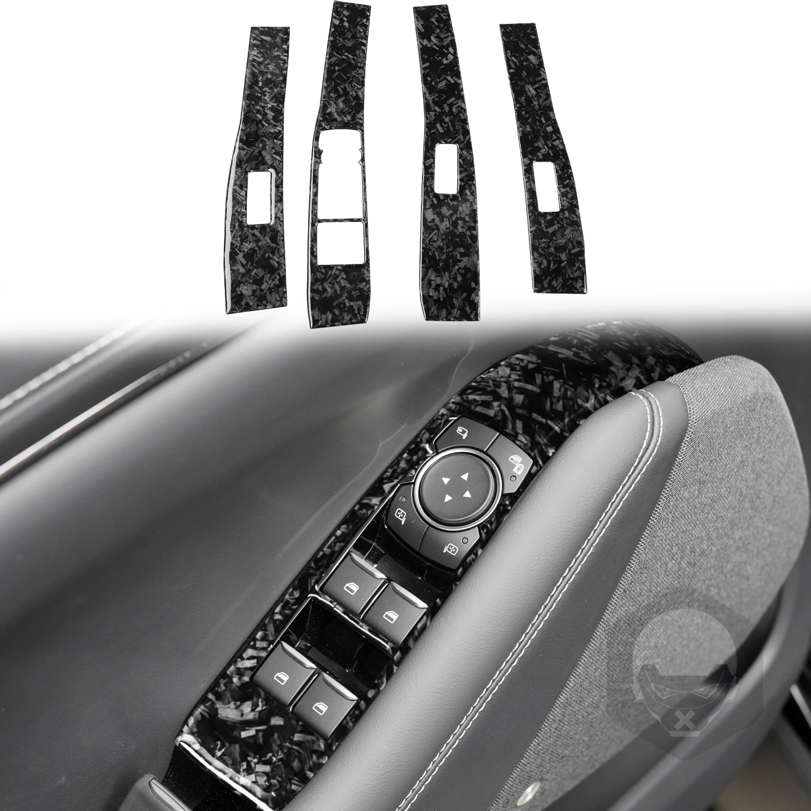 

Для Mustang Mach E 2021 кнопка переключения стеклоподъемника панель Крышка отделка аксессуары для интерьера автомобиля Кованое углеродное волокно