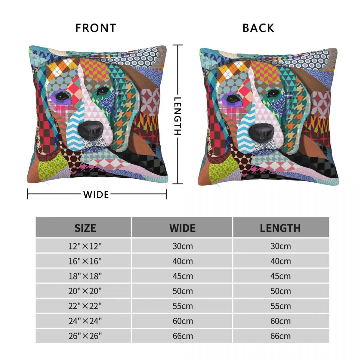 Beagle Dog Muticolor Square Pillowcase Polyester Linen Velvet Creative Zip Decorative Room Cushion Cover