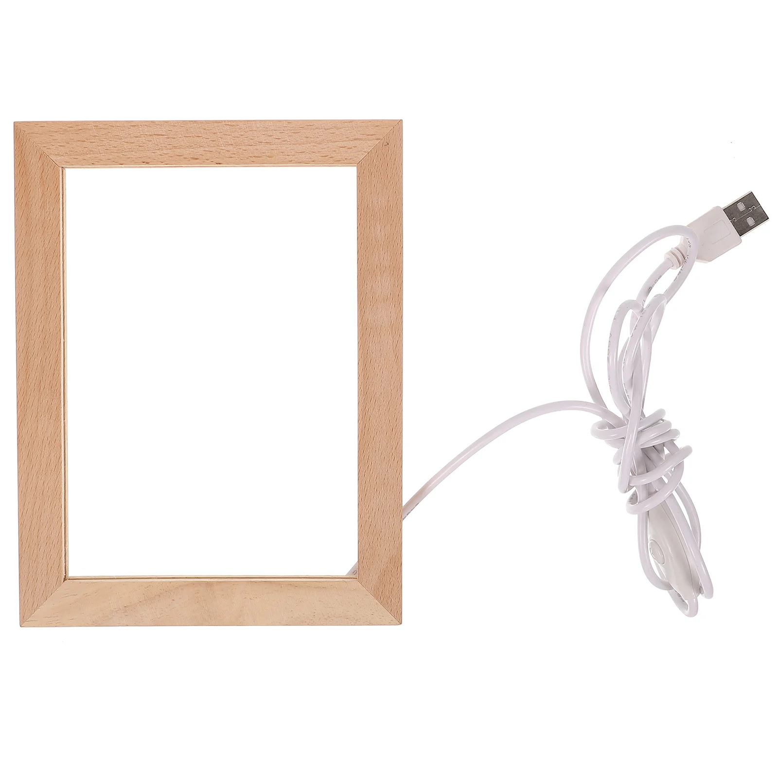 

Wooden Photo Frame LED Light 170x130mm USB Night Lamp Creative Desk Decor Luminous Picture Frame Warm Lighting Bedroom Tabletop