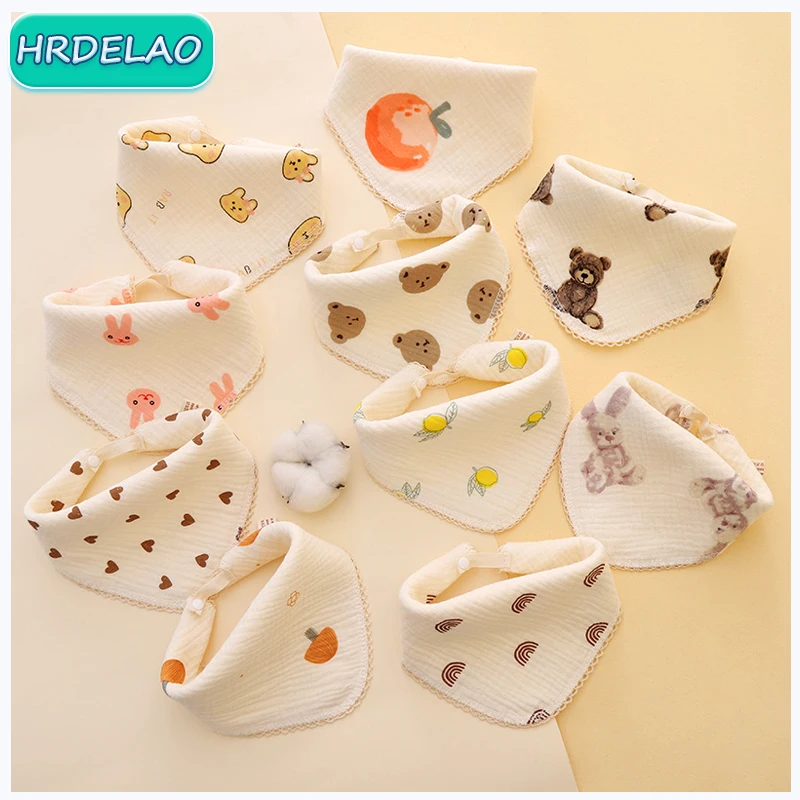 Baby Bibs Sweat Towels Scarf Fabric Rabbit Fruit Scarf Cotton Cartoon Animal Print Backrest Sweat Scarfs For Children Gifts