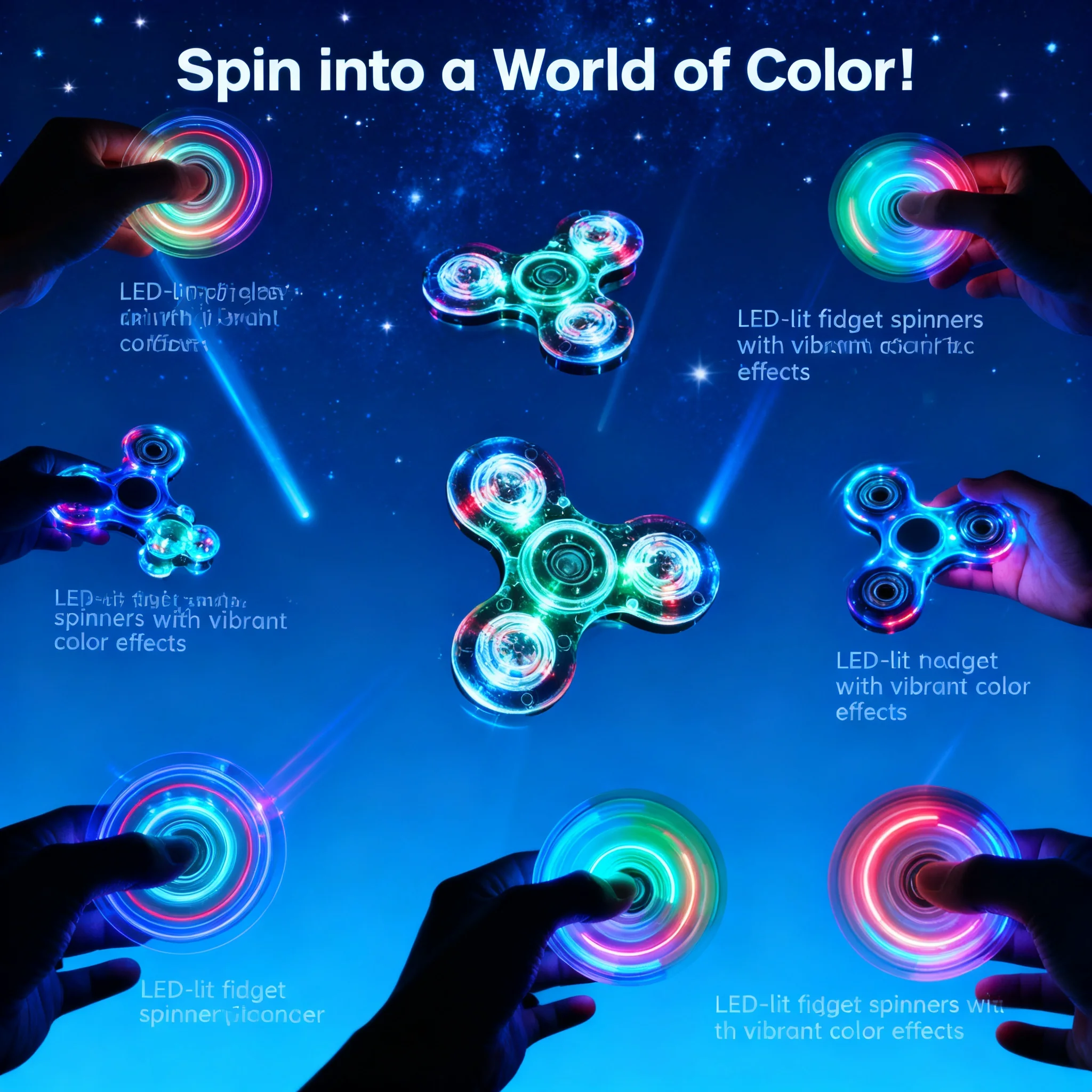 

Glow in Dark LED Fidget Spinner Stress Relief Light Up Hand Spinner Luminous Finger Toys Top EDC
