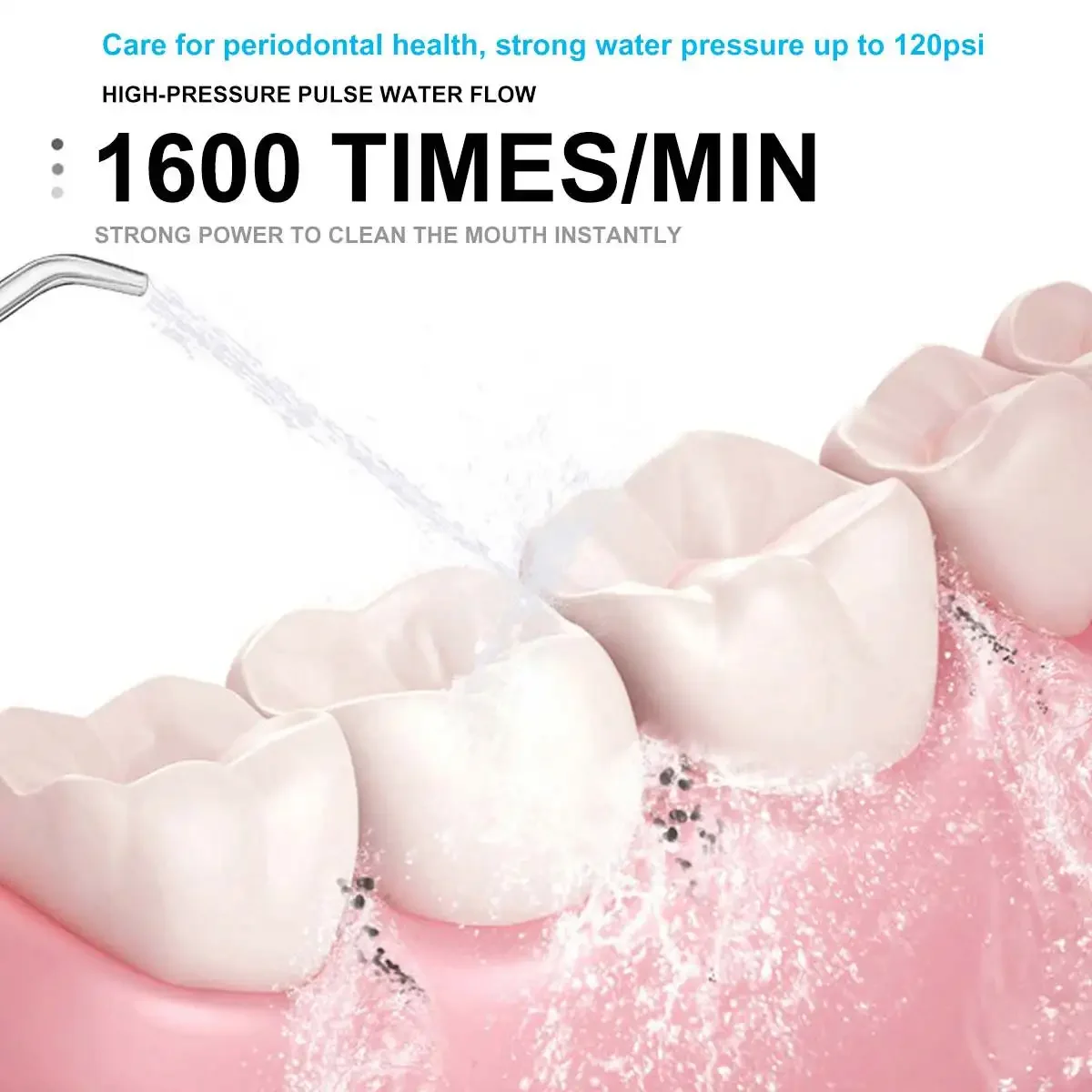 مرواء فموي قابل لإعادة الشحن بمنفذ USB ، تنظيف أسنان محمول ، خيط تنظيف مائي نفاث ، بيك ، 4 أطراف نفاثة ، من من 3 أوضاع ، IPX7 ، IPX7 ، دورة في الدقيقة