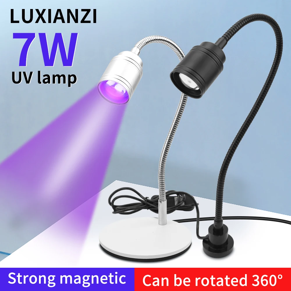 LUXIANZI 110V-220V USB UV Lamp with Magnetic Base Industrial Bright for Workbench Lathe Drill Press Garage Lighting Nail Lamp