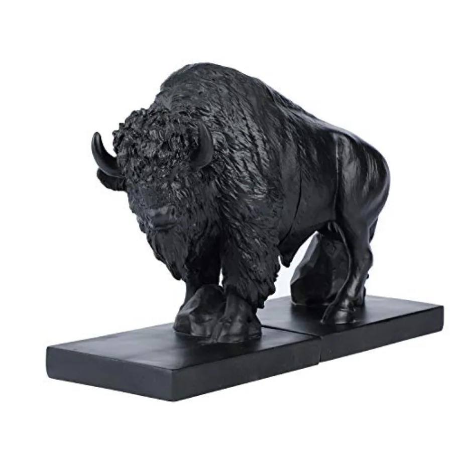 

Set of 2 Polyresin Buffalo BookendArt bookend Homedecor for Office Decor Black