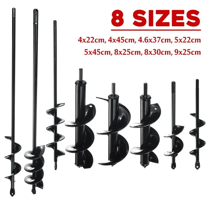 Earth Auger Bit 9-18 Inch Spiral Post Hole Digger Garden Drill Kit