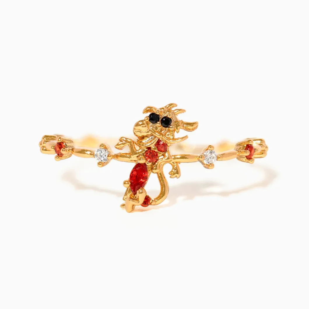 Neuer süßer, farbenfroher Zirkon-Prinzessinnenring für Damen und Mädchen, modischer Vintage-Herz-Zirkon-Tierring, verstellbarer Schmuckring, Geschenk. – Detail 10