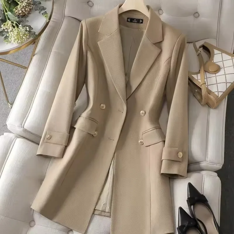 

Fashion Autumn Trench Jacket Women Long Blazer Khaki Coffee Office Ladies Formal Jacket Business Work Wear Coat Female Outerwear