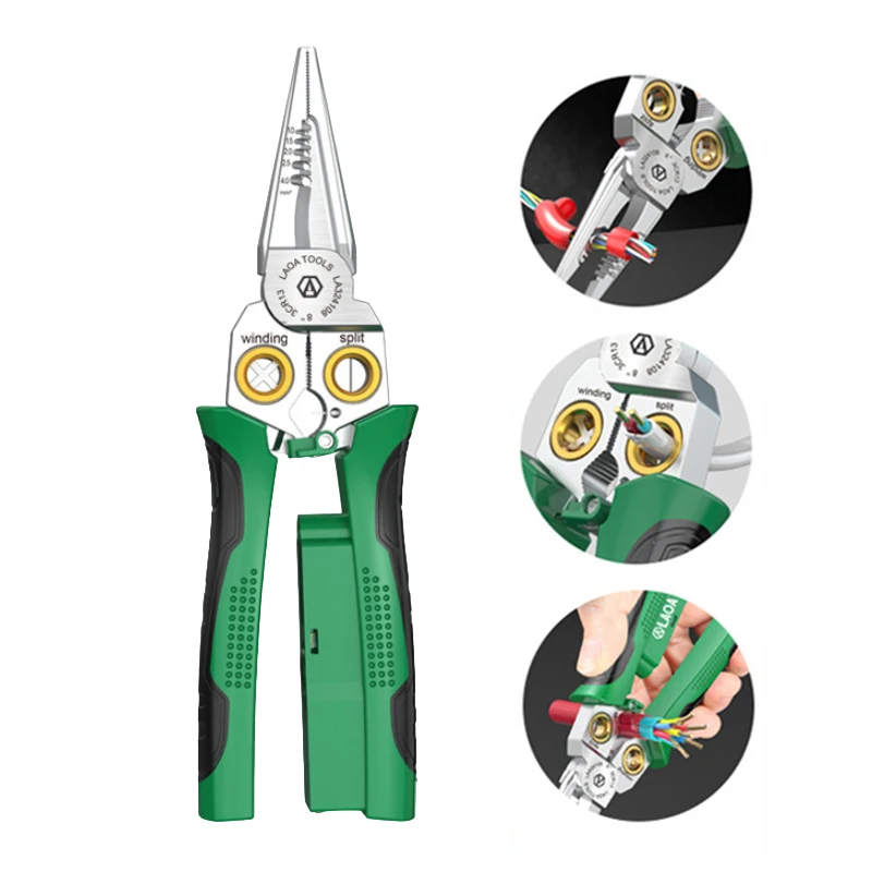 

LAOA 8 In 1 Wire Stripping Pliers Multifunction Electrician Cable Cutting Terminal Crimping Splitting Winding Line Hand Tools