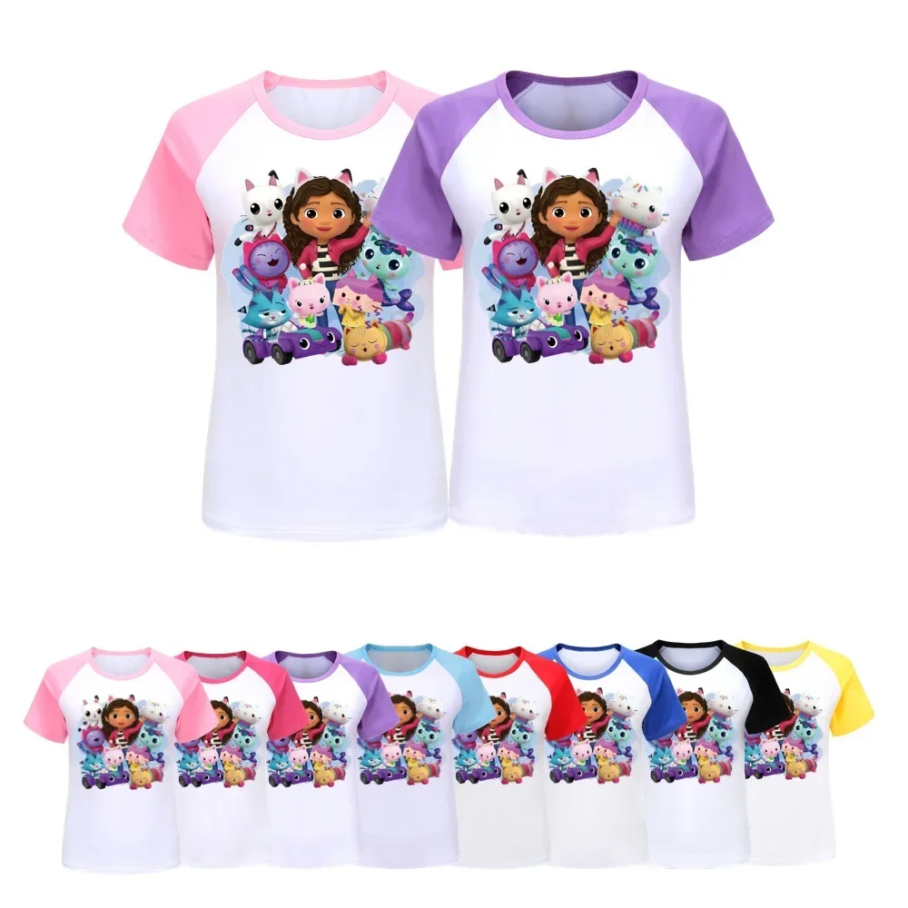 

Gabbys Dollhouse Clothes Baby Boys Cartoon Gabby Cats T shirts Toddler Girls Short Sleeve Casual Tops Kids Summer T-shirt