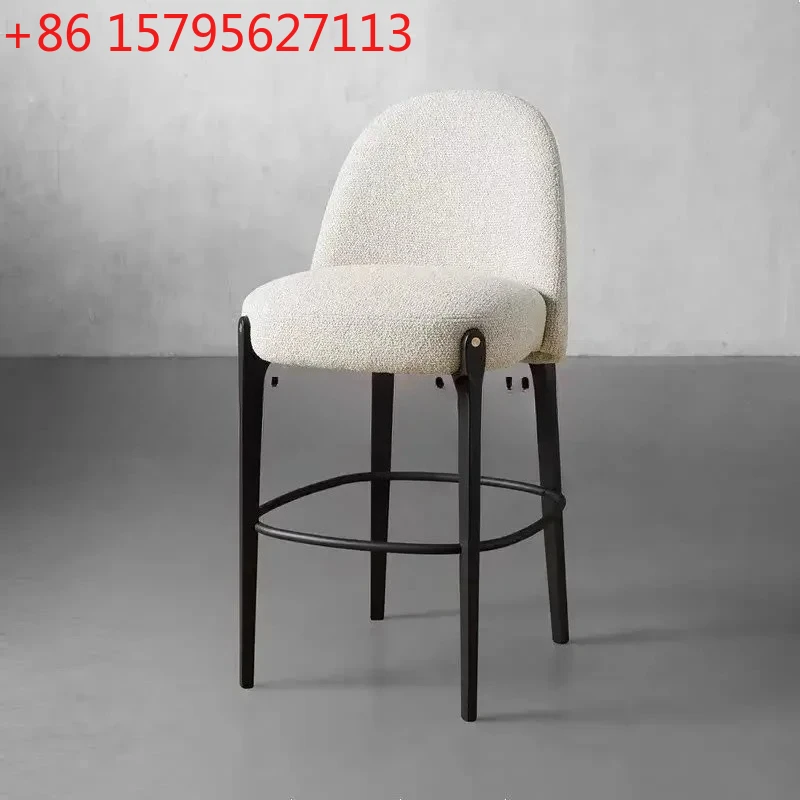 

Modern simple solid wood fabric home bar stool restaurant cafe reception high chairEsmt163
