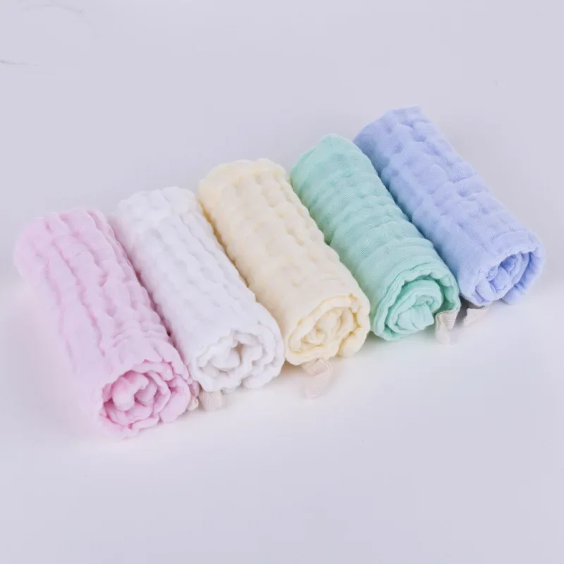 Baby Candy Color 6 Layer Crumpled Gauze Small Square Towel Kids 30*30cm Towel Children Soft Handkerchief Face Towel