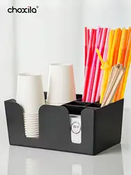 Universal Bar Storage Box - Cuboid Capsule & Accessory Organizer for Coffee Shops - Party Premium Tissue ,Cups & Straws Holder