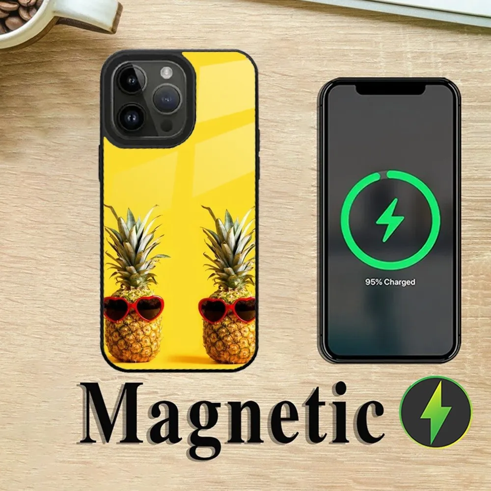 Fruit Pineapple Phone Case For iPhone 16,15,14,13,12,11,Plus,Pro,Max Mini Magsafe Magnetic Wireless Charging