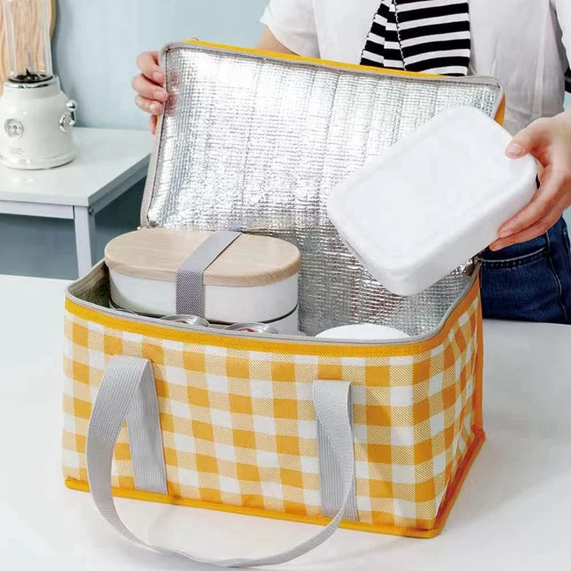 ELOS-Insulated Bag Picnic Basket Bags Beach Bag Foldable Cooler Bag Reusable With Zippered Top-For Warm Or Cold Picnic