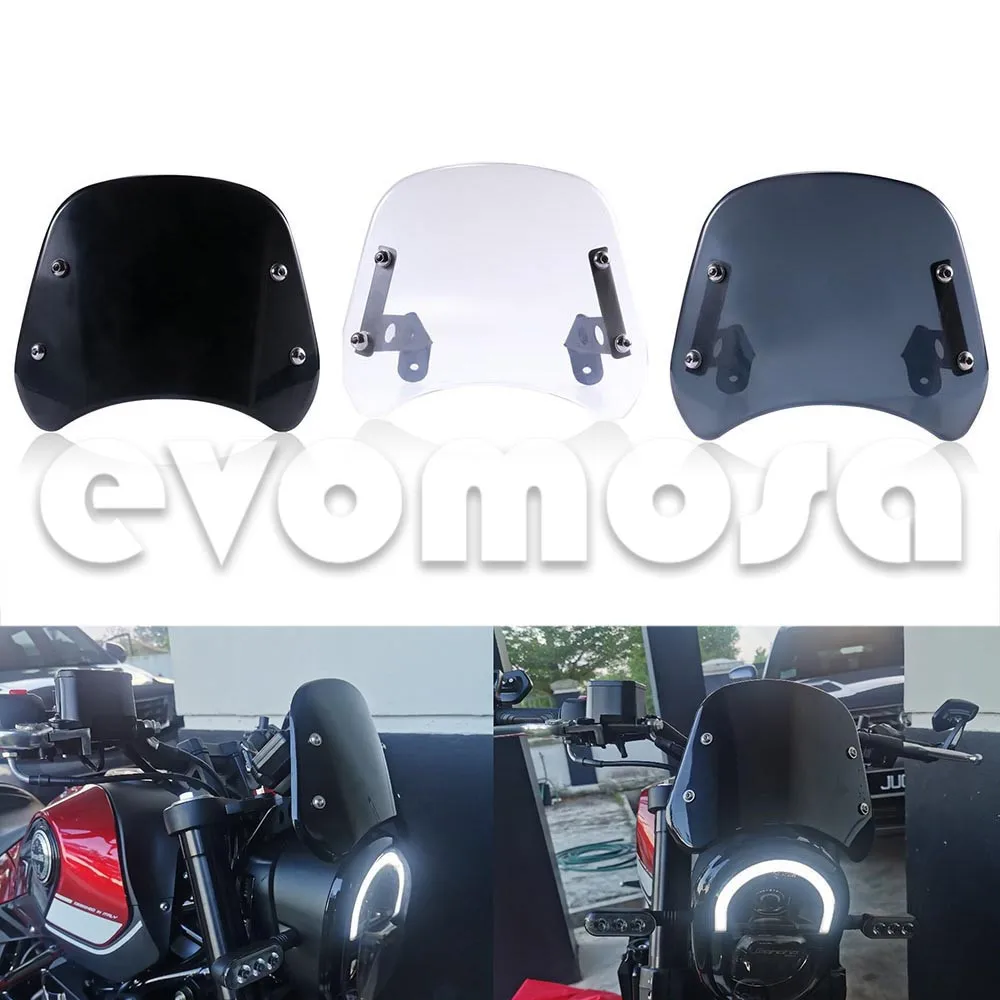 Motorcycle Universal Black Windshield Wind Deflector Windscreen Fairing For Yamaha Kawasaki Suzuki Cafe Racer For Harley Honda