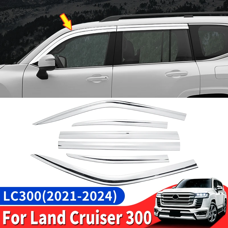 

Full Chrome Windows Vent Visor,deflectors For 2021 2022 2024 2023 Toyota Land Cruiser 300 Lc300 Upgrade Exterior Accessories