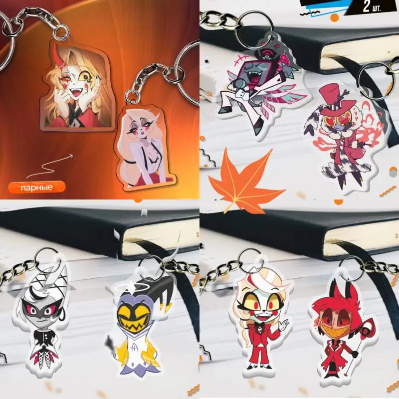

Acrylic Key Buckle for Charlie Alastor Vox Carmilla Carmine Adam The Exorcist Q Version Anime Peripheral Ornaments Creative Gift