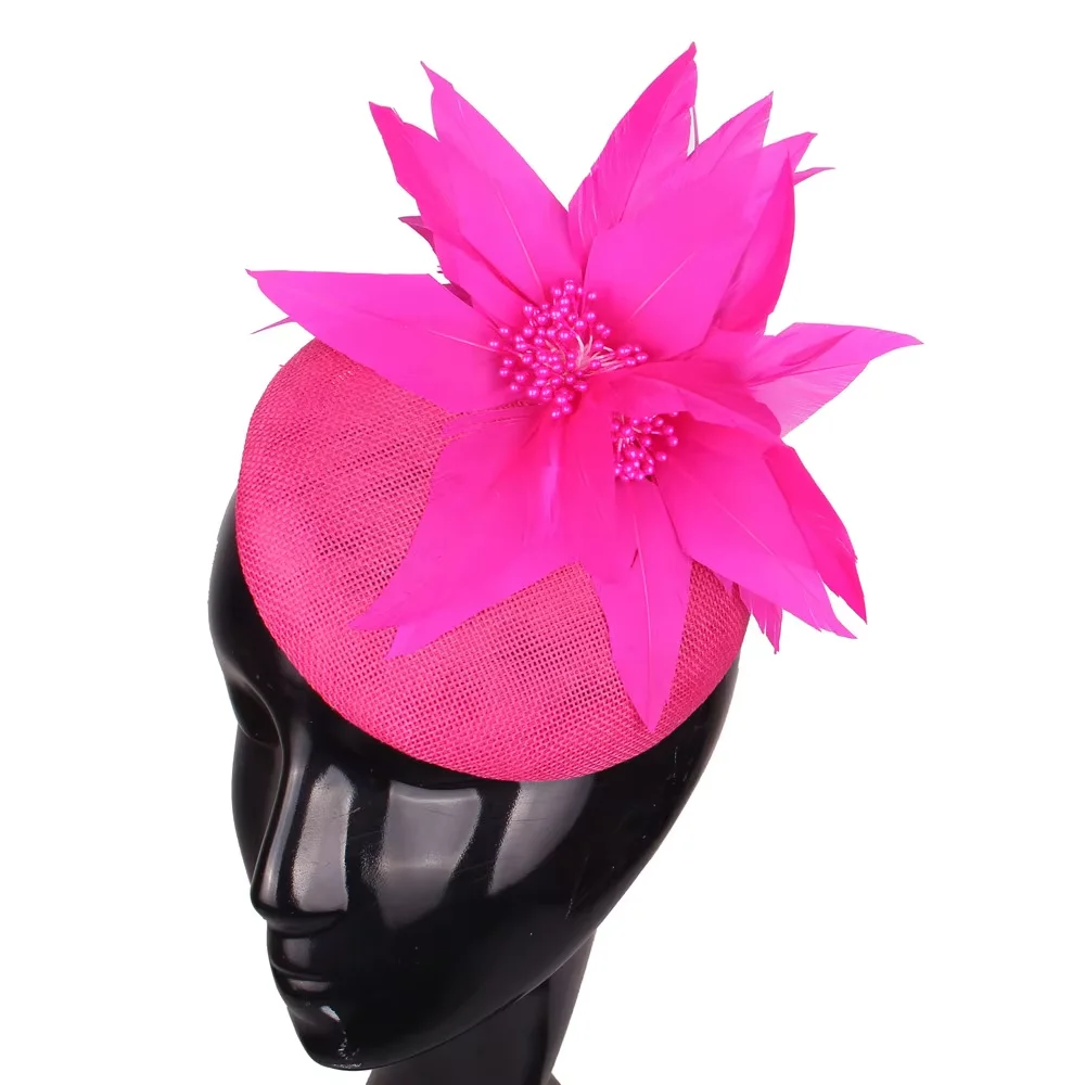 

Elegant Fascinator Hat Beauty Feather Flower Style Woman Church Wedding Hair Accessories Bride Ladies Dinner Party Dress Hats