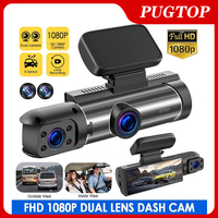 PUGTOP 1080P Dash Cam for Cars Dual Camera Front Interior Car Camera with IR Night Vision Loop Recording Wide Angle Car Dvr Cam