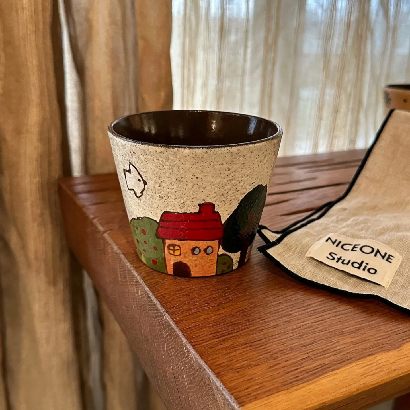 手描きの陶器製豚口カップ-かわいい朝食コーヒーカップ-男女兼用-朝食マグカップ-漫画デザインの朝食カップ