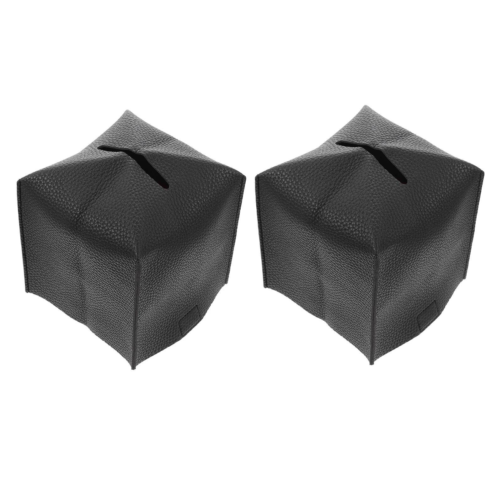 

2pcs Pu Tissue Box Household Storage Napkin Holder Office Bedroom Paper Towel Container Vintage Cover Case For Home Car Living