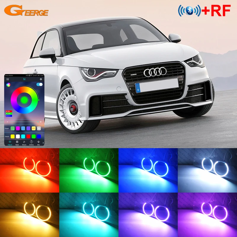 

For AUDI A1 8X 2010 2011 2013 2014 2015 RF Remote Bluetooth APP Multi Color Ultra Bright RGB LED Angel Eyes Kit Halo Rings