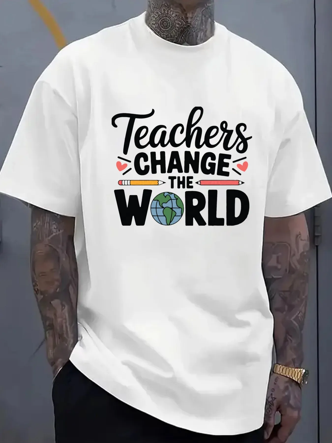 Men's White Casual T-Shirt with the Phrase 