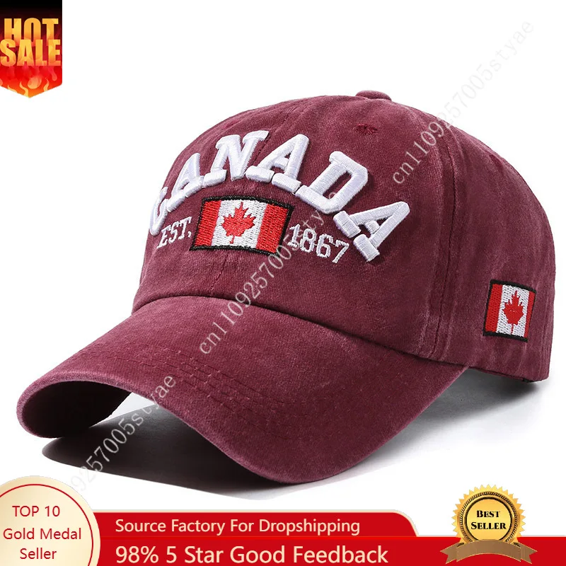 

CANADA Flag Baseball Cap Man Woman FEmbroidered Hats Adjustable Snapback Hat Outdoor Dad Hats Casual Trucker Caps