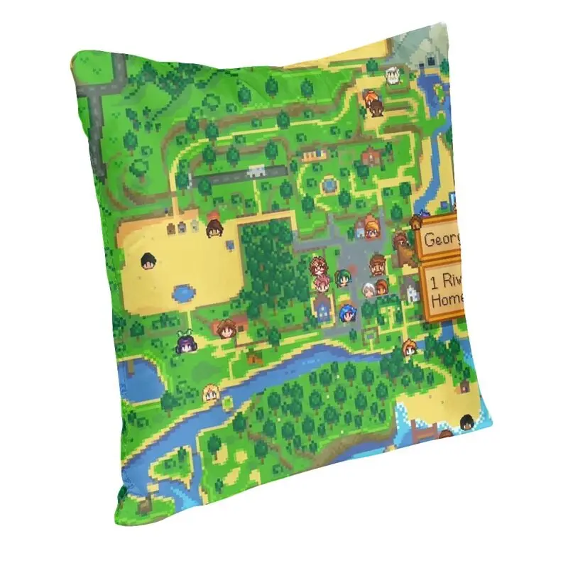 Stardew Valley Map Square Pillow Cover Home Decorative Video Games Cushions Throw Pillow for Living Room Double-sided Printing