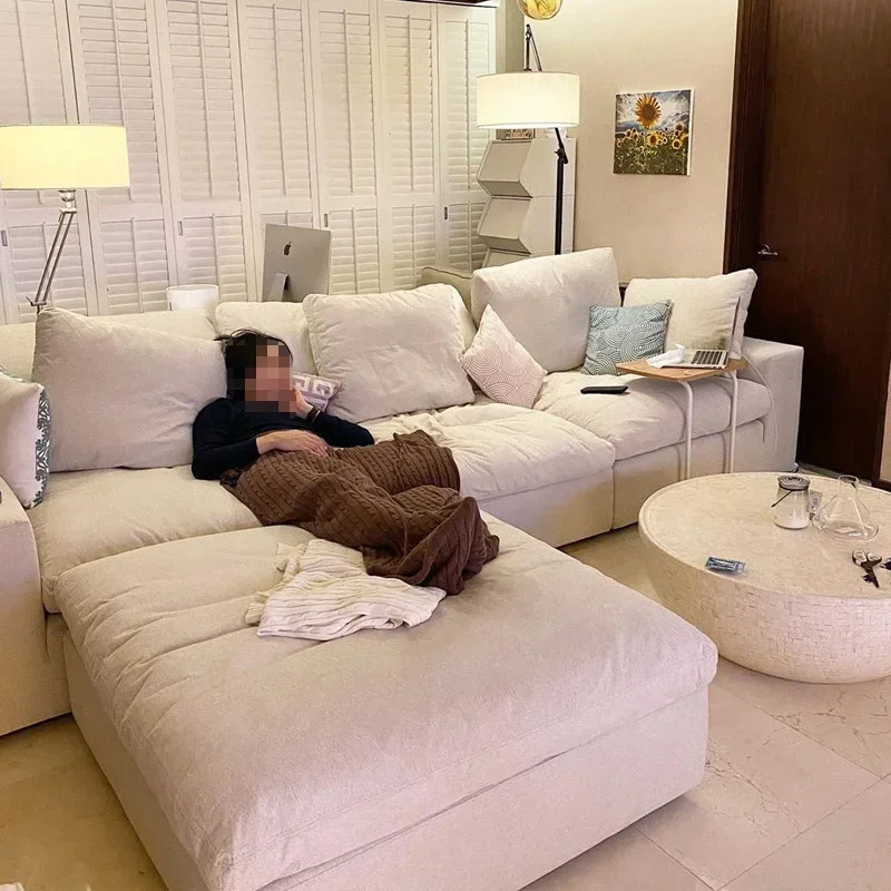 #a#q Modern couch super comfortable feather filling white modular corner cream sectional armless sofa couch for living room couc